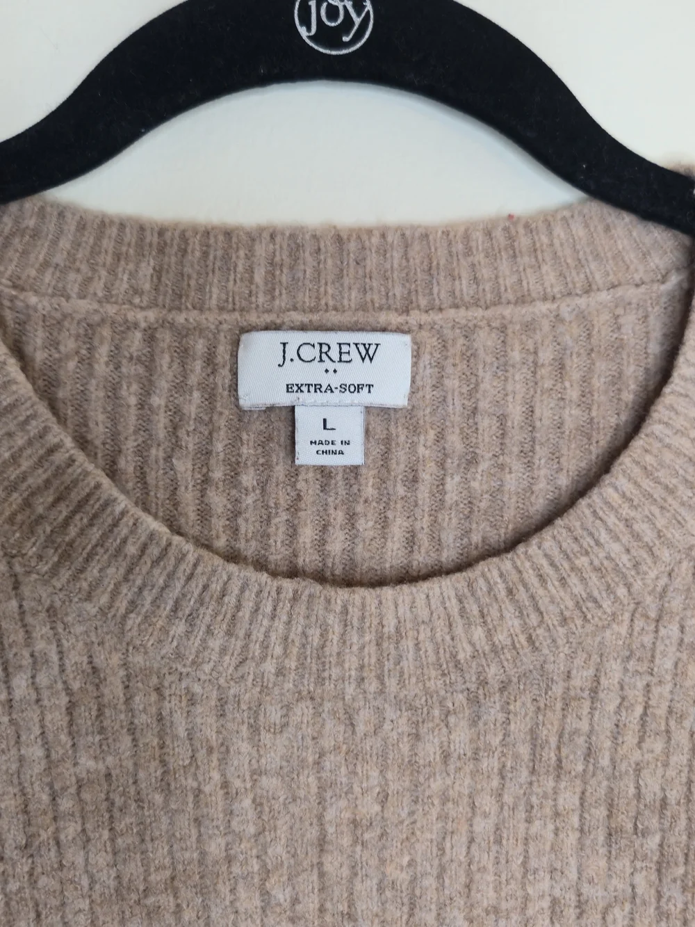 J. Crew Factory Women’s Crewneck Ribbed Textured Sweater in Tan